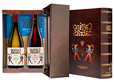 CAMINO DE CABRAS Estuche regalo – Producto Gourmet – Vino blanco - Albariño Rias Baixas + Vino tinto Crianza – Valdeorras – Mencía - Vino bueno para regalo - 2 botellas x 75cl