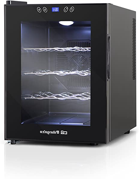 Orbegozo VT 1220 - Vinoteca 12 botellas, 33 l, 70 W, LED, display digital, panel de control táctil, 3 estantes extraíbles cromados