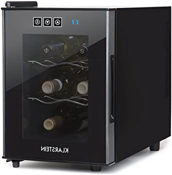 







Klarstein - Ceres, Nevera vinos o Bebidas, Vinoteca, 16 L, 6 Botellas, 2 estantes, Control Táctil, Silencioso 36 dB, Puerta Cristal 12 a 18º, Iluminación Interior, Baldas extraíbles, Negro






