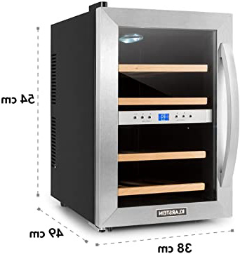 







Klarstein Reserva Black Edition - Vinoteca, Nevera de vinos, Refrigerador bebidas, 34 litros, 12 Botellas estándar, 4 Estantes, Control Touchpad, 2 Zonas, Temperatura 7-18 °C, Doble Cristal, Negro






