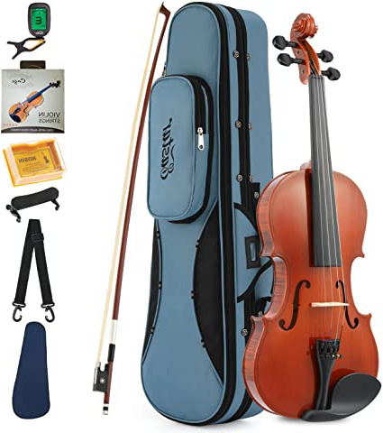 Eastar 1/4 Violín Natural EVA-1 con Estuche Rígido, Resto del Hombro, Arco, Resina, Sintonizador de Clip y Cuerdas Extra para Principiantes