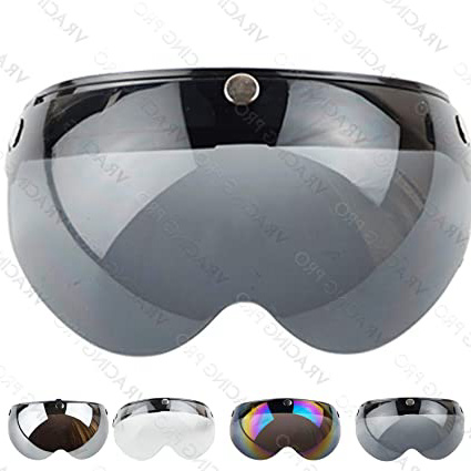 Visera Bubble de burbuja Casco Jet o integral 3 botones universal Mecanismo ajustable 3 alturas incluido Custom Harley Biltwell Bell Dmd Bandit AFX Vintage Nolan Agv Origine Cafe Racer (Fume)
