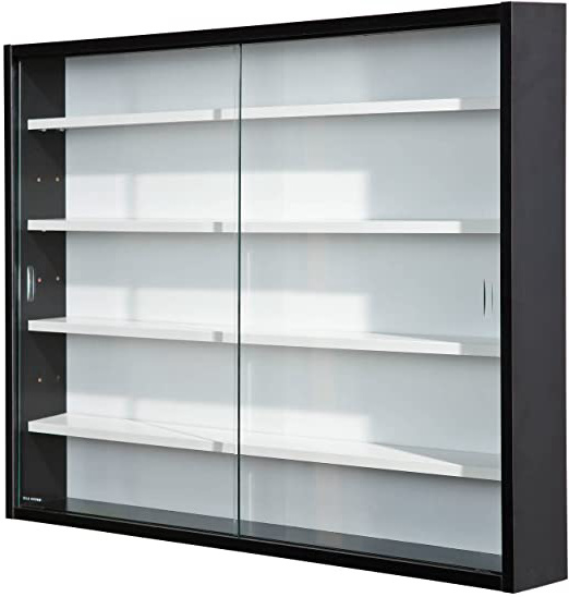 Inter Link Simply Vitrina de madera MDF y vidrio, Negro, 80 x 9.5 x 60 cm