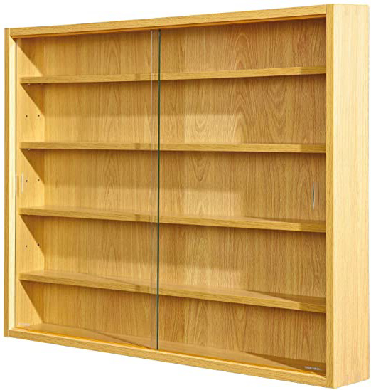 Inter Link Simply Vitrina de madera MDF y vidrio, Marrón, 80 x 9.5 x 60 cm