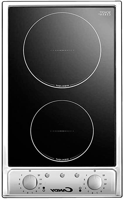 Candy CDH 32/1X Encimera Vitrocerámica Integrada-30cm-2 Zonas-Potencia 2900W, 2900 W, Cristal cerámico y Acero Inoxidable, Negro