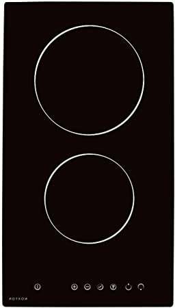 NOXTON Placa Vitrocerámica con 2 Zonas De Cocción Construido en Placas eléctricas de 30 cm Placa Caliente de Cristal Negro Estufa con Sensor de Control táctil Superior