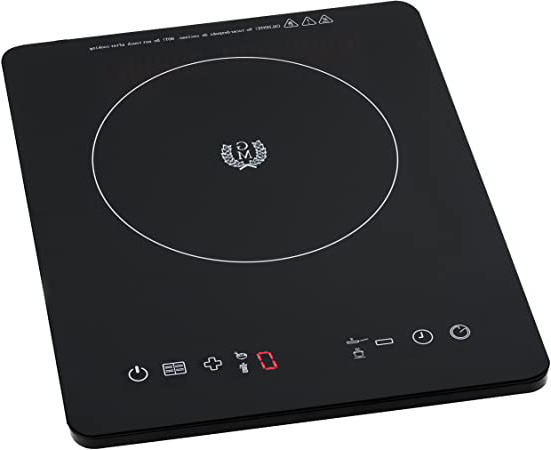 Cecotec Placa de Inducción Portátil Full Crystal. Superficie de cristal, Control Táctil, 10 niveles de Potencia, Temporizador, Programable, 4 Menús preconfigurados, para Sartenes hasta 28cm, 2000 W
