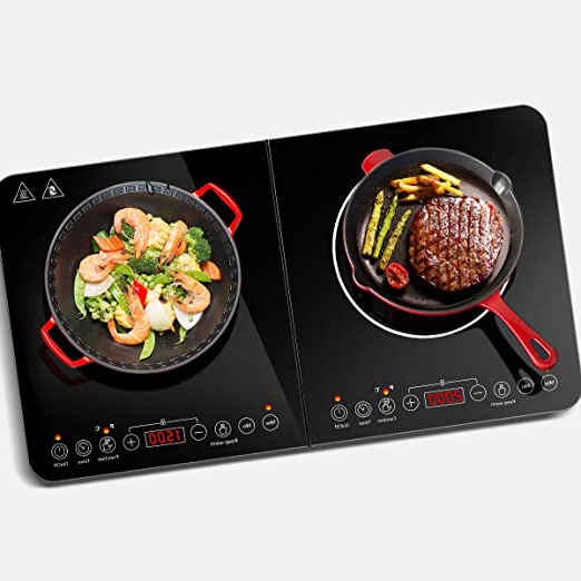 Aobosi Placa de inducción, Placa de Doble inducción, Placa portátil, Sensor y Control Superior de Cristal, 3500 vatios, función de Temporizador