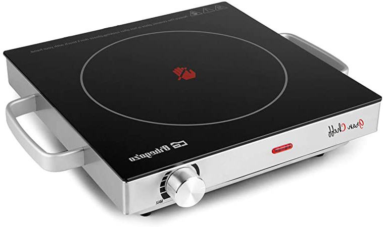 Orbegozo PCE 5000 - Placa vitrocerámica portatil, 2000 W de potencia, cuerpo de acero inoxidable, termostato regulable