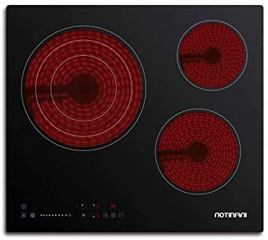 Encimera - Infiniton VITRO316, Vitrocerámica, Eléctrica, 3 zonas, 60cm, Táctil, 3000W, Negro