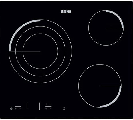Zanussi Z6123IOK Placa vitrocerámica, Biselada, 3 zonas de cocción, Zona Triple de 27 cm, Control táctil, Bloqueo Seguridad, Sin Marco, Negro, 60 cm