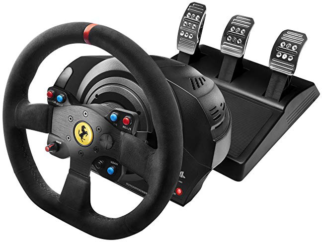 Thrustmaster T300 Ferrari Integral Alcantara Edition - Volante para PS4/PS3/PC, Force Feedback, 3 pedales, Licencia Oficial Ferrari