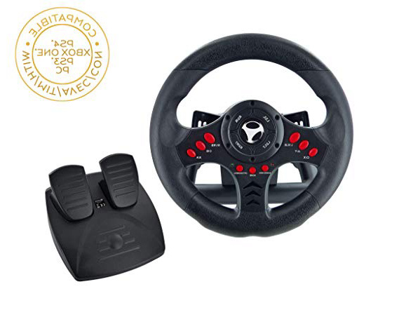 Subsonic - Volante Racing Wheel Universal, Paletas Para Cambio Y Pedales (PS4, PS4 Slim, PS4 Pro, Xbox One, Xbox One S, PS3)