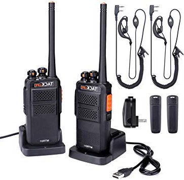 Walkie Talkie Profesional, TACKLIFE-MTR01 Talkie walkie Recargable 3-4 Km con 16 Canales, PMR 446 MHz, 2 Auriculares y Cargador USB