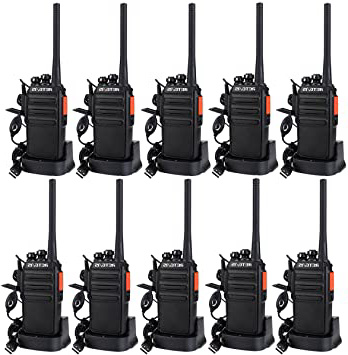 Retevis RT24 Plus Walkie Talkie Recargable PMR 446 sin Licencia Two Way Radio 16 Canales VOX Cargador USB Universal Walkies Profesionales con Auriculars (5 Par)