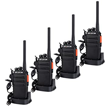 Retevis RT24 Walkie Talkie Recargable PMR 446 Two Way Radio 16 Canales 50CTCSS 210DCS con USB Base de Carga Transmisores-receptores Radio Bidireccional con Auriculars (Negro, 2 Par)