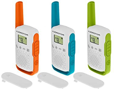 Motorola T42 Triple Talk About – Aparatos de Radio (Juego de 3, PMR446, 16 Canales, Alcance 4 Km) Multicolor