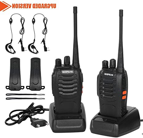 CACAGOO Walkie Talkie Recargable 16 Canales 1500mah CTCSS DCS 6KM, Talkie walkie UHF con el Auricular Incorporado Antorcha de LED (2 PCS)