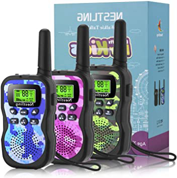 Nestling Walkie Talkie para niños, Camuflaje al Aire Libre, 8 Canales, Radio de 2 vías, Juguetes, Linterna LCD retroiluminada, Rango de 3 Millas para Actividades Infantiles (3pcs Camuflaje)