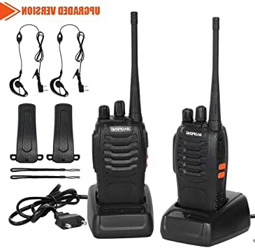 CACAGOO Walkie Talkie Recargable 16 Canales 1500mah CTCSS DCS 6KM, Talkie walkie UHF con el Auricular Incorporado Antorcha de LED (2 PCS)