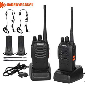 CACAGOO Walkie Talkie Recargable 16 Canales 1500mah CTCSS DCS 6KM, Talkie walkie UHF con el Auricular Incorporado Antorcha de LED (2 PCS)