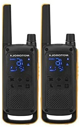 Motorola Talkabout T82 Extrem - Walki-Talkis, Alcance hasta 10 Km, Pantalla Oculta, Linterna LED, color Negro y Amarillo