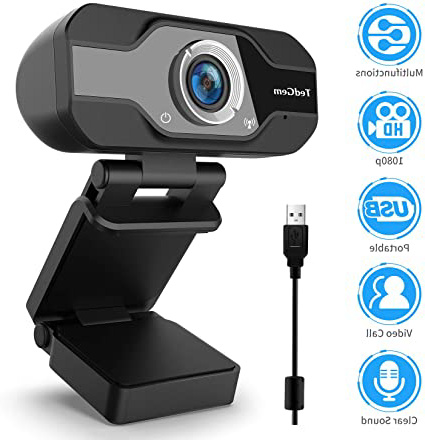 TedGem Webcam, Web CAM, Webcam 1080p Camara Web, Webcam Full HD con Micrófono para Videollamadas, Webcam para Windows, Android, Linux