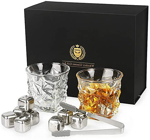 Vasos de Whisky Iceberg -Kollea Juego de 2 vasos de whisky reutilizables para enfriar bebidas sin dilución , regalo de Navidad, regalo de cumpleaños