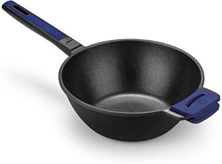 BRA Advanced - Wok de aluminio fundido con antiadherente, sin PFOA, súper reforzado, apta para inducción, diámetro superior de 28 cm