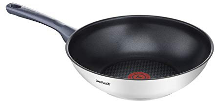 Tefal Daily Cook - Wok de 28 cm, antiadherente de acero inoxidable, para todo tipo de cocinas incluido inducción