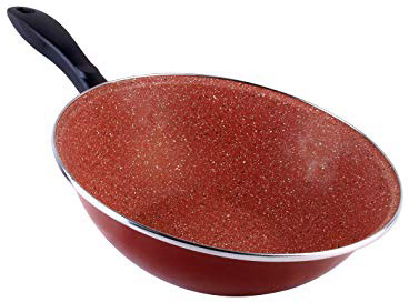 Magefesa Toscana Terracota Wok 28 cm de Acero esmaltado, Antiadherente Multicapa Efecto Piedra, Color marrón Exterior. Apto para Todo Tipo de cocinas, incluida inducción, Borgoña, centimeters