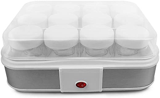Todeco - Yogurtera, Maquina para Hacer Yogur Casero - Capacidad por frasco: 0,21 L - Potencia: 21,5 W - 12 frasco, 30,6 x 25 x 12,4 cm, Blanco