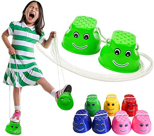 Nikgic 1 Par Niños Andar Zanco Equilibrio Saltar Zancos Equilibrio Entrenadores Juguetes Pies Deportes al Aire Libre (Color al Azar)
