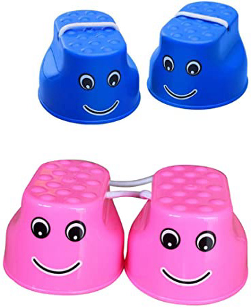 NUOBESTY zancos Equilibrio Entrenamiento al Aire Libre Divertido Saltar zancos Juguete Deportivo para césped Fiesta Escolar jardín Juguetes 4 Piezas (Azul y Rosa para Cada 2 Piezas)