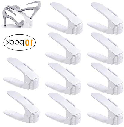 







FEMOR Set de 10pcs de Organizadores Ajustables de Zapatos con Ranuras Soportes de Calzado Apilador para Zapatos Ahorro de Espacio Color Blanco






