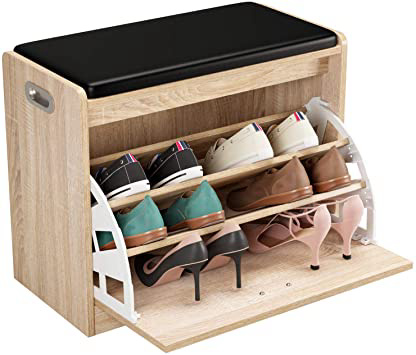 







Homfa Zapatero con Asiento Banco Zapatero Roble Organizador para Zapatos con 3 estantes






