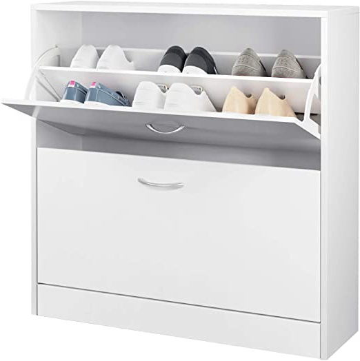 Homfa Zapatero de Madera Zapatero Blanco con 2 Puertas para 12 Pares 80x23.5x80cm