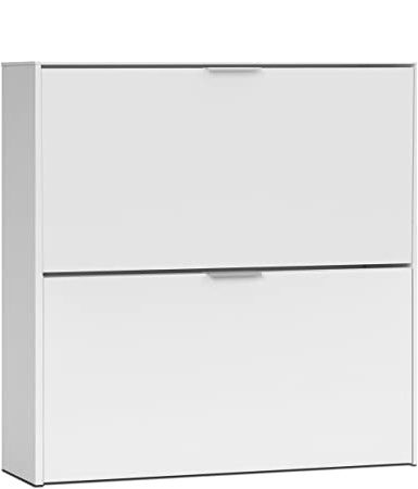 Habitdesign 007873O - Zapatero 2 Puertas, Mueble Zapatero Estrecho Acabado en Color Blanco, Medidas: 75 cm (Largo) x 76 cm (Alto) x 22 cm (Fondo)