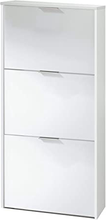 Habitdesign LC7877BO - Zapatero 3 Puertas, Zapatero Estrecho Capacidad de 18 Pares de Zapatos, Acabado en Color Blanco, Medidas: 113 cm (Alto) x 60 cm (Ancho) x 22 cm (Fondo)