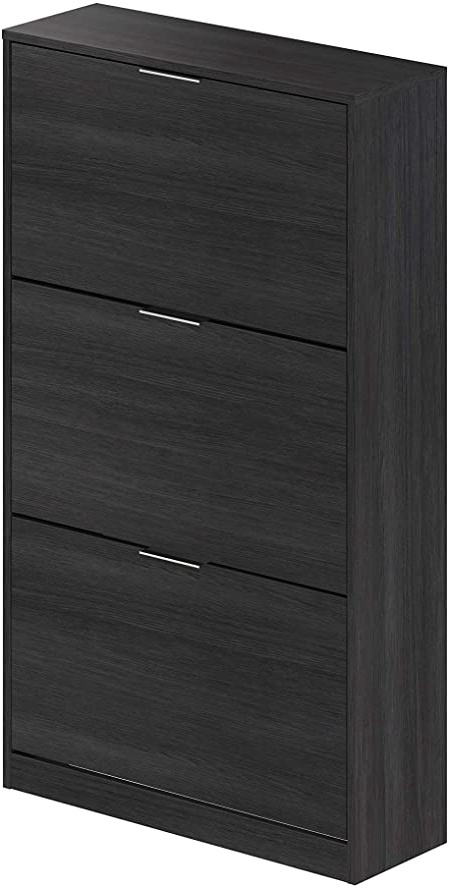 Marca Amazon - Movian Inari Modern - Armario zapatero de 3 puertas, 25 x 75 x 128 cm (gris)