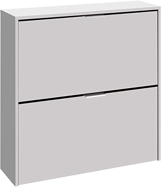 Habitdesign 007873O - Zapatero 2 Puertas, Mueble Zapatero Estrecho Acabado en Color Blanco, Medidas: 76 x 75 x 22 cm de Fondo