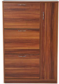 HomCom Zapatero Original y Paragüero Organizador – Tipo Recibidor con 1 Puerta y 3 Cajones – Nogal – 80 x 24 x 120cm