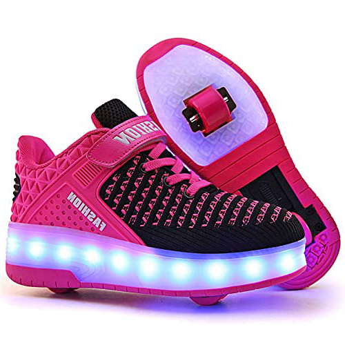 Led Luces Zapatos con Doble Ruedas para Pequeños Niños y Niña Automática Calzado de Skateboarding USB Carga Deportes de Exterior Patines en Línea Mutilsport Aire Libre y Deporte Running Zapatillas