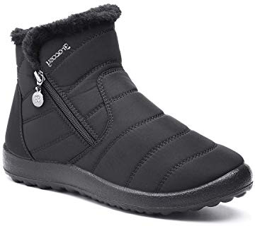 gracosy Botas de Mujer Otoño Invierno Goma Forro de Piel Punta Redonda Botas de Nieve Zapatos de Trabajo Calzado Antideslizante Ligero Botines Caminan
