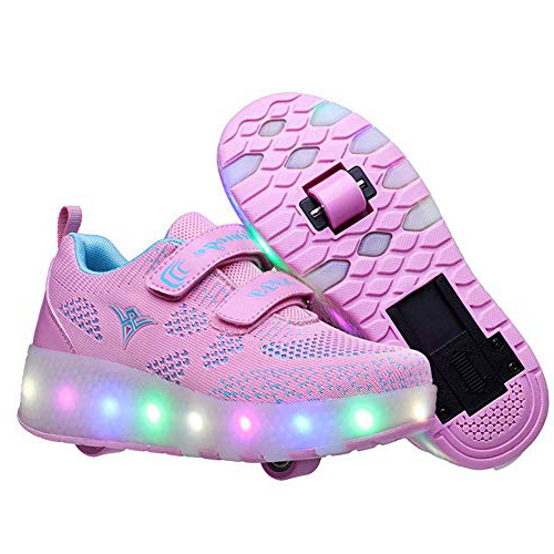Zapatos con Ruedas Zapatillas con Dos Ruedas para niños y niña Led Luces Zapatillas con Ruedas Se Puede Bambas con Ruedas Carga con USB Automática Calzado de Skateboarding