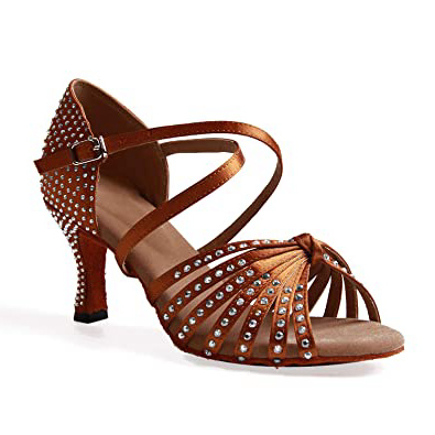 Naudamp Zapatos Baile Latinos Mujer Diamante de Imitación Mujeres Salón de Baile Latino Zapatos Suela de Ante