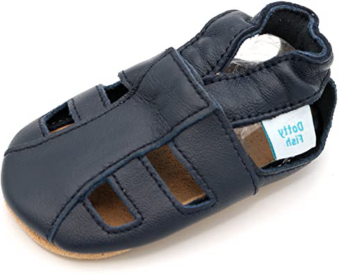 Dotty Fish Zapatos de Cuero Suave para bebés. Sandalias para niños y niñas. Antideslizante. 0-6 Meses a 3-4 Años.