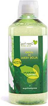 Green Frog Jugo de Aloe Vera Bio con Pulpa - Producto Fresco - Aloe Vera 99,8% Calidad Premium - (Con Pulpa, 1 Botella 1 L)